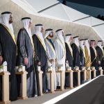 رئيس الدولة وحكام الإمارات والشيوخ يشهدون الاحتفال الرسمي بعيد الاتحاد الـ 54 الذي أقيم في متحف زايد الوطني