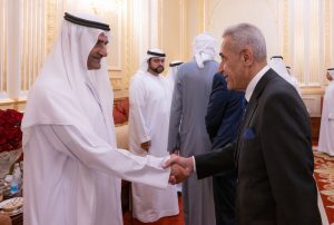 حمد الشرقي يستقبل عبدالله آل حامد وسفيرالبحرين والمهنئين بشهر رمضان بحضور ولي عهد الفجيرة