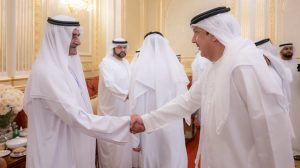 حمد الشرقي يستقبل المهنئين بعيد الفطر المبارك بحضور ولي عهد الفجيرة